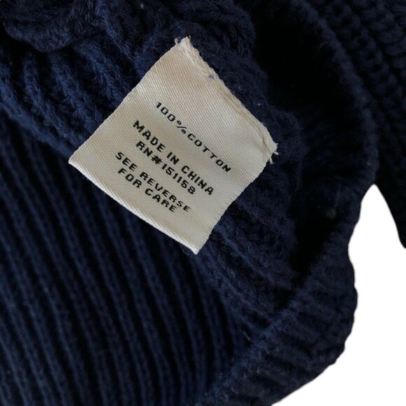 525 America shoulder tuck puff sleeve blue knit cotton sweater size L - Picture 5 of 5